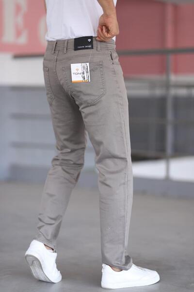 LORDA GİYİM ΑΝΔΡΙΚΟ ΤΑΙΝΙΑ ΤΑΙΝΙΑ Taycan Dobby Steel Πλεκτό Ψηλόμεσο Λύκρα με φερμουάρ και κέντημα με 5 τσέπες