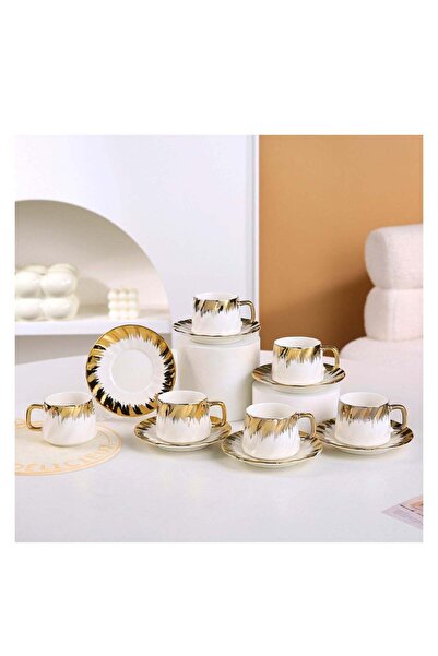 Generic 6 Sets Of Luxury Porcelain Turkish Coffee Cup Set Elegant Gold-Plated...