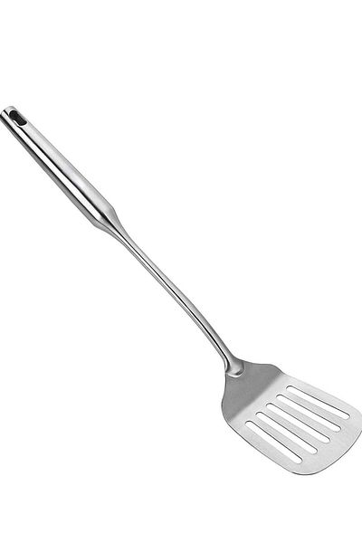 ELEGANT HOME Stainless Steel Slotted Flat Spoon