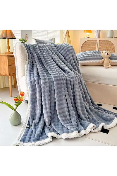 CHIRASO CHIRASO blanket, fluffy Cocolino, with fur edge, plush microfiber, 200x230 cm, UNI