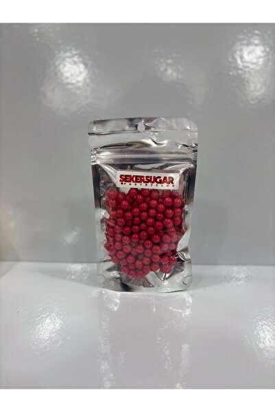 ŞEKER & SUGAR - 4 mm KIRMIZI Boncuk Şeker Pasta Süsü (40gr)