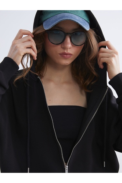 LC Waikiki NEW SEASON K με κουκούλα O oversized Γυναικείο φούτερ με χοντρό φερμουάρ