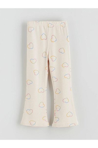 LC Waikiki Heart Printed Girl's Leggings with Elastic Waist (W5)