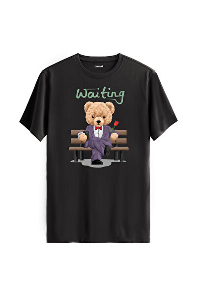 Colermi تي شيرت منتظر تيدي بير بتصميم عادي للجنسين مصنوع من نسيج قطني 100%