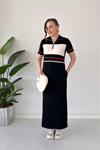 MaziButik Block Basic Dress Black