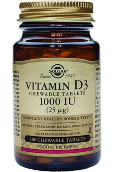 Solgar Vitamin D-3 1000 IU chewable 100 tablets