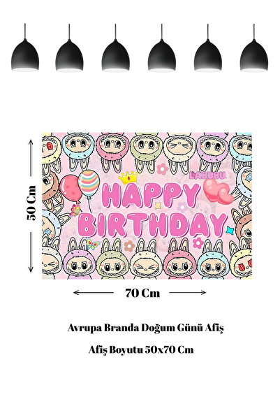 HAPPYLOOPPARTY Banner za rođendan sa temom Labubu Plus