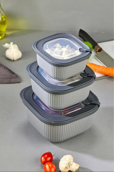 Stile Cucina Set of 6 Vacuum Leakproof Storage Containers Suitable for Microwave and Freezer Use 2X(600-1100-1800 ml)