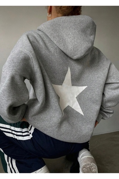 FUFLUNS Star Star Back Printed Oversize Unisex Women/Men Hooded Sweatshirt