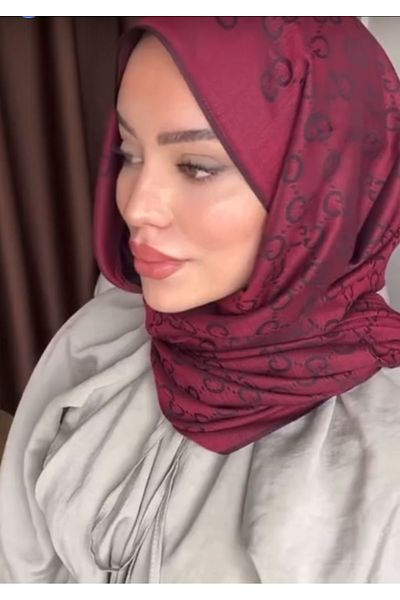 ŞALCIEŞARP Claret Red g Pattern Wool Silk Shal