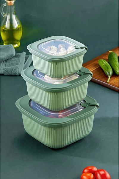 Stile Cucina Set of 6 Vacuum Leakproof Storage Containers Suitable for Microwave and Freezer Use 2X(600-1100-1800 ml)