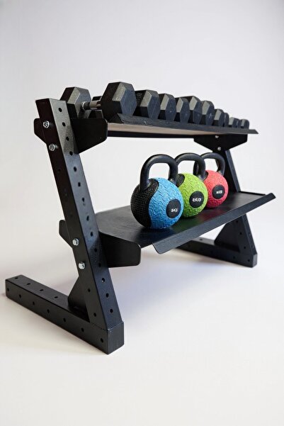 CEYSPORT İki Katlı Dambıl ve Kettlebell Standı – Profesyonel Ağırlık Rafı