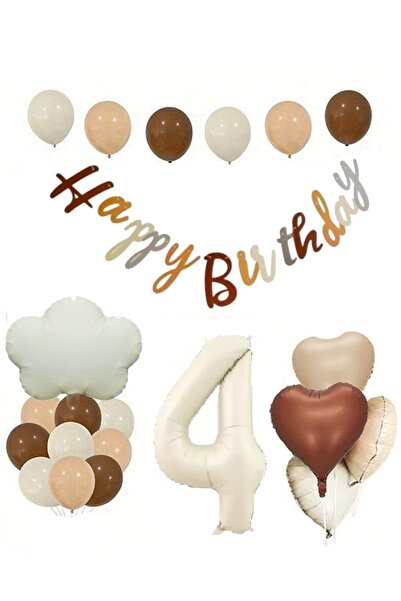 DÜVENCİ TİCARET Set retro pentru aniversare; Nor din folie crem, Banner, foli...