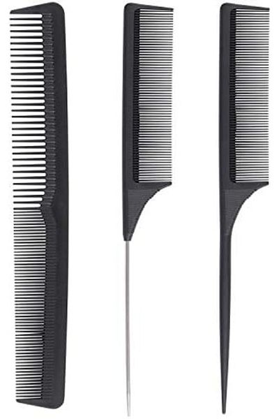 Best Ladies carbon and stainless steel material Rat Tail and Dressing Set Parting Combs 3 Pieces