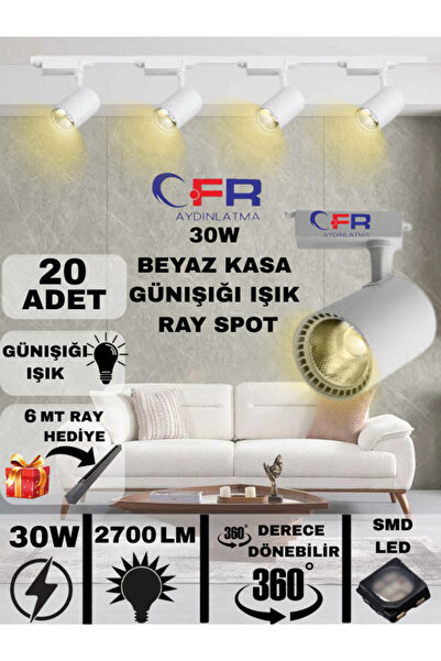 CFR LED AYDINLATMA 30W 2700 LM BEYAZ KASA GÜNIŞIĞI IŞIK RAY SPOT 3,4,6,8,10,1...