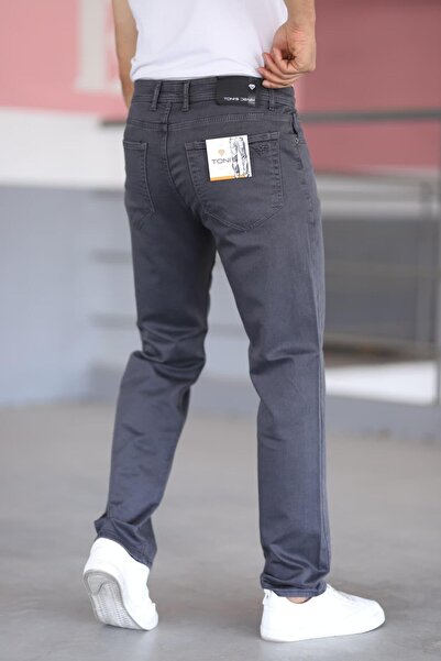 LORDA GİYİM ΑΝΔΡΙΚΟ ΤΑΙΝΙΑ ΤΑΙΝΙΑ Taycan Dobby Steel Πλεκτό Ψηλόμεσο Λύκρα με φερμουάρ και κέντημα με 5 τσέπες