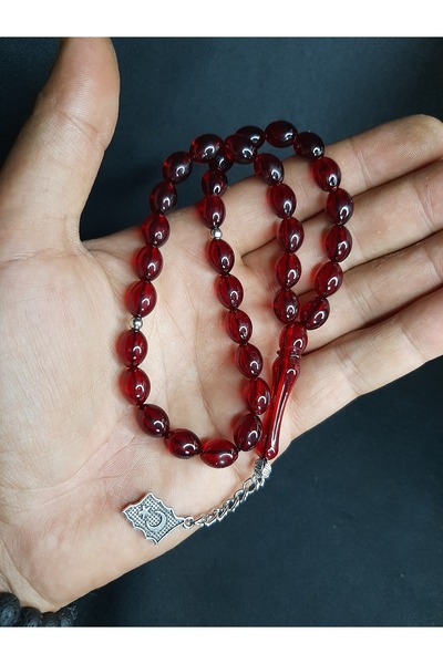 MRYart Red Powder Amber 33 Prayer Beads