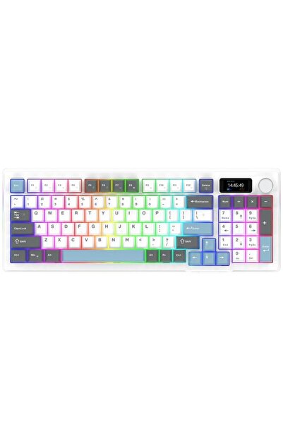 AQIRYS Tastatura Gaming Atria, USB, Switch White Linear, LCD Display, White