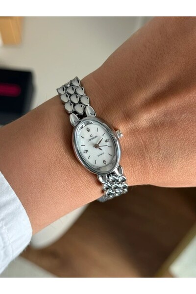 RoseandRoses ساعة يد نسائية من Fensa موديل Minimal Vintage باللون الفضي (قرص ...