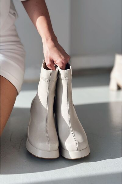 I Love Shoes Glode Mat Deri Platform Topuklu Bej Kadın Bot