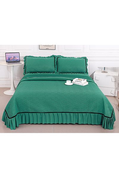 CHIRASO CHIRASO Bedspread Set, VELVET, with Ruffles, 3 Pieces, 230x250 cm, 2 Pillowcases 52x72 cm, UNI