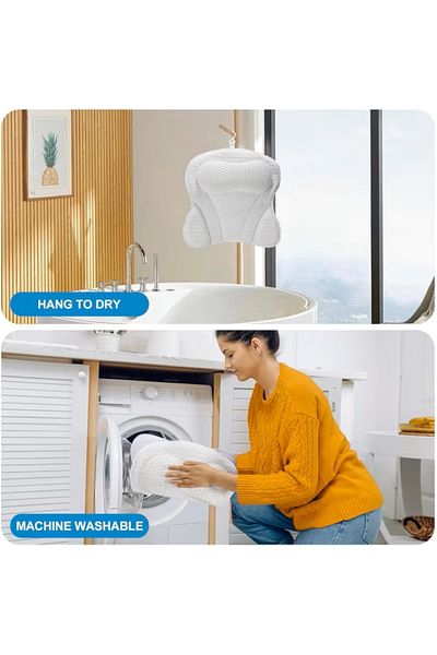 EMATTERIO Bath Pillow for Bathtub, With Suction Cups, Ergonomic Support, Increased Comfort for Back and Head