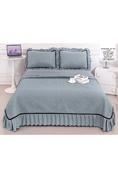 CHIRASO CHIRASO Bedspread Set, VELVET, with Ruffles, 3 Pieces, 230x250 cm, 2 Pillowcases 52x72 cm, UNI