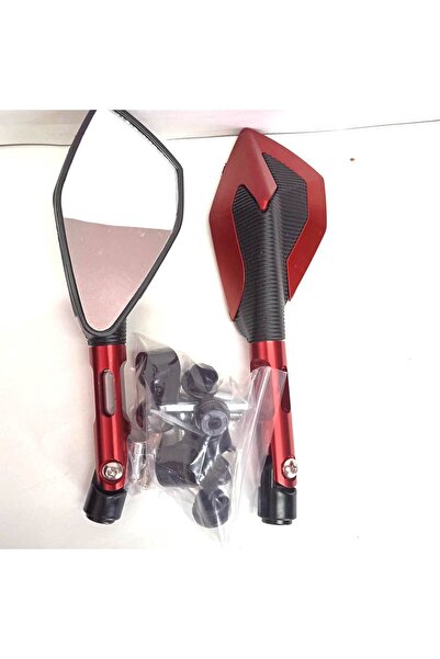 Çelik MOTOSİKLET AYNASI CNC ALÜMİNYUM DÜZ 8-10MM/TERS 10M KIRMIZI RENK OEM AY...