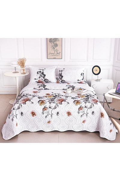 CHIRASO Microfiber Quilted Duvet Set, 2-Sided, 3-Piece, Duvet Cover 220x240cm, 2 Pillowcases