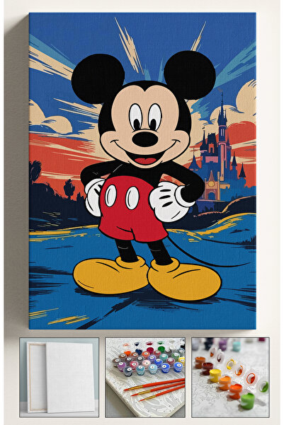 Sulepas Çocuk Sayılarla Boyama Seti Numaralı Tuval Fırça Boya 40x50 Cm - MİCKEY