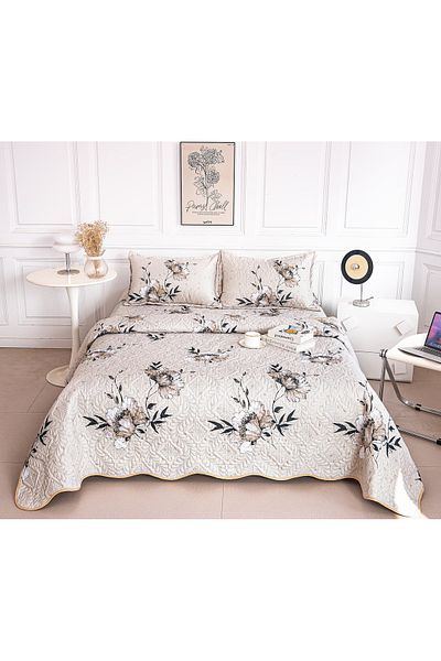 CHIRASO Microfiber Quilted Duvet Set, 2-Sided, 3-Piece, Duvet Cover 220x240cm, 2 Pillowcases