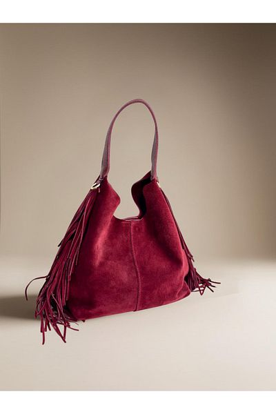 Miales 100% Genuine Suede Leather Women's Hand and Shoulder Bag with Organizer Bag Detail