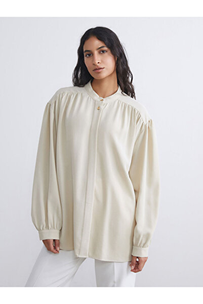 LC Waikiki Lcw Modest Beige Judge Collar Women's Shirt Tunic