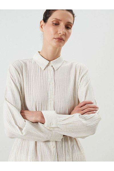 LC Waikiki New Season Linen Blend Oversize Women's Shirt Tunic - S5Nd25Z8