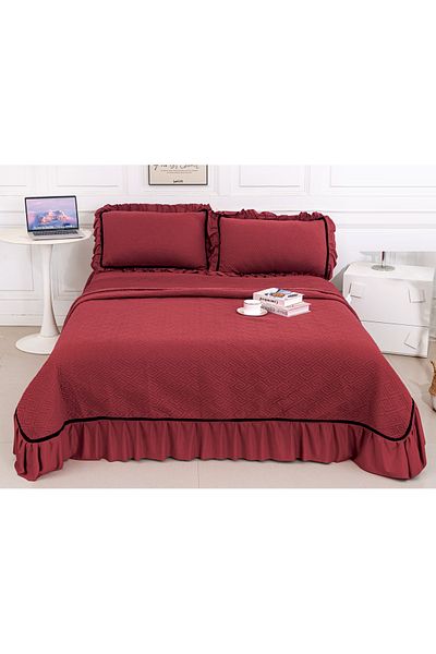 CHIRASO CHIRASO Bedspread Set, VELVET, with Ruffles, 3 Pieces, 230x250 cm, 2 Pillowcases 52x72 cm, UNI