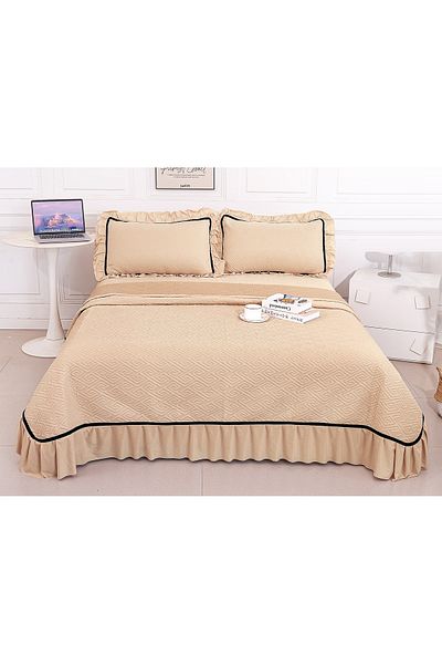 CHIRASO CHIRASO Bedspread Set, VELVET, with Ruffles, 3 Pieces, 230x250 cm, 2 Pillowcases 52x72 cm, UNI