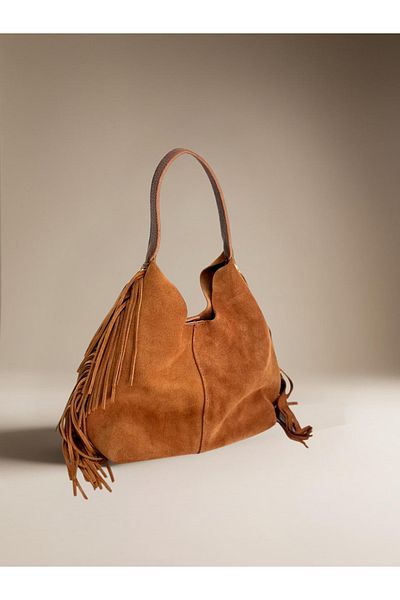 Miales 100% Genuine Suede Leather Women's Hand and Shoulder Bag with Organizer Bag Detail
