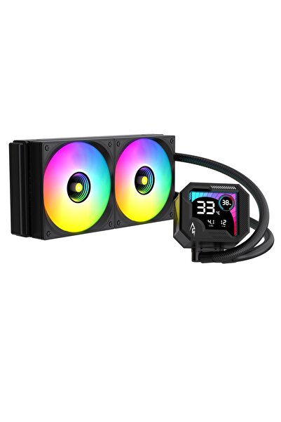SPEARPC GUARDX240 CPU Liquid cooler with Digital LCD CPU Temperature Display 240MM Radiator ARGB & PWM Black