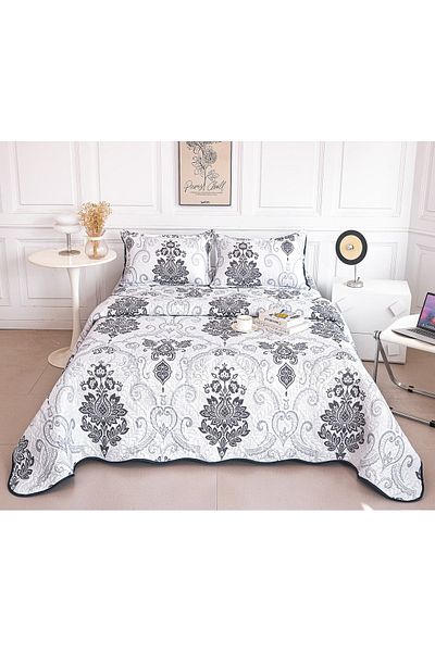 CHIRASO Microfiber Quilted Duvet Set, 2-Sided, 3-Piece, Duvet Cover 220x240cm, 2 Pillowcases