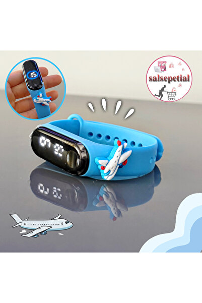 Salsepetial Uçak Figürlü Dijital Çocuk Kol Saati Silikon Hediyelik Sevimli Do...