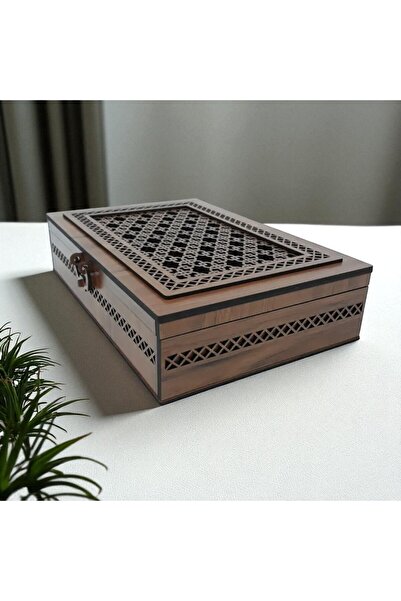 sly -Dekoratif 6 BÖLMELİ Takı Bijuteri Mücevher Kutusu Organizer Düzenleyici Ahşap 30-7-20 Cm