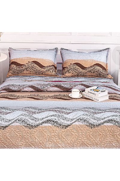 CHIRASO Microfiber Quilted Duvet Set, 2-Sided, 3-Piece, Duvet Cover 220x240cm, 2 Pillowcases