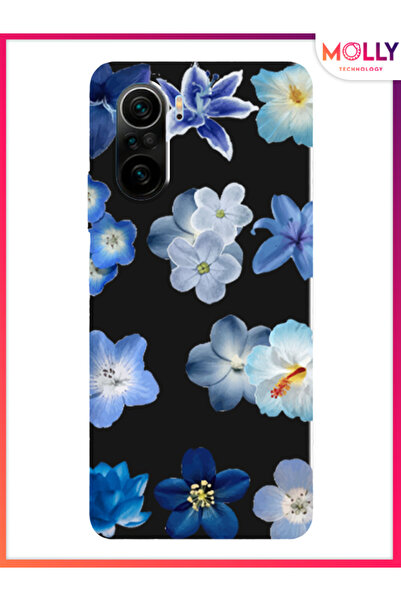 Molly Poco F3 İçin Siyah Azure Petals Desenli Silikon Kılıf