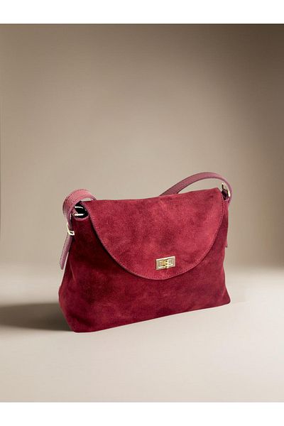 Miales 100% Genuine Suede Leather Women's Hand and Shoulder Bag with Cover Detail