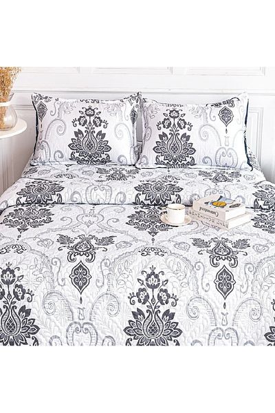 CHIRASO Microfiber Quilted Duvet Set, 2-Sided, 3-Piece, Duvet Cover 220x240cm, 2 Pillowcases