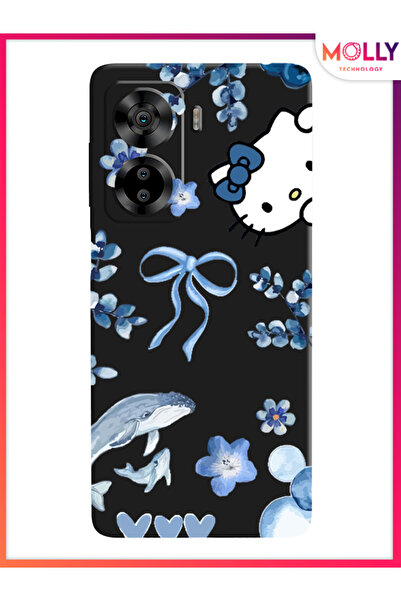 Molly Casper Via X40 İçin Siyah Blue Flow Kitty Desenli Silikon Kılıf