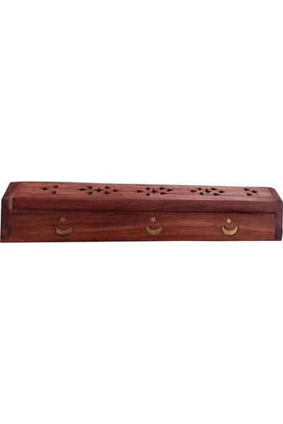 Generic Wooden Engraved Incense Burner Holder Brown 30x6cm