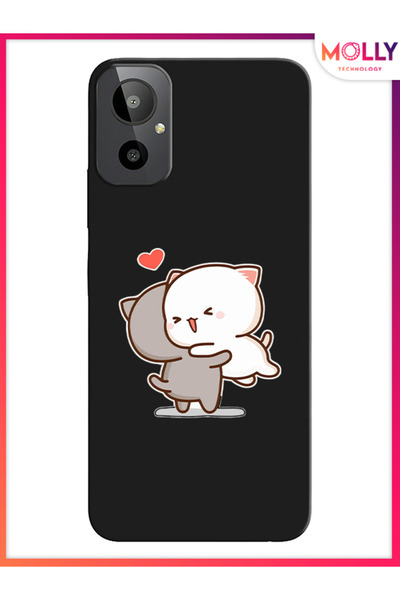 Molly Black Meow & Hug Pattern Silicone Case for General Mobile Gm 23 Se