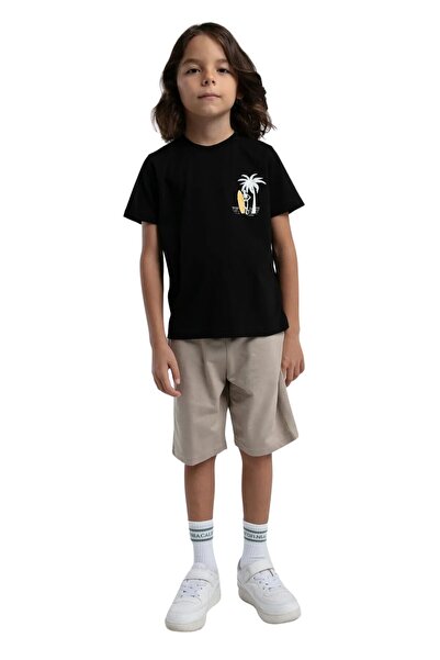 Rolypoly Costum de pijama negru Garson Bermuda pentru băieți 3542