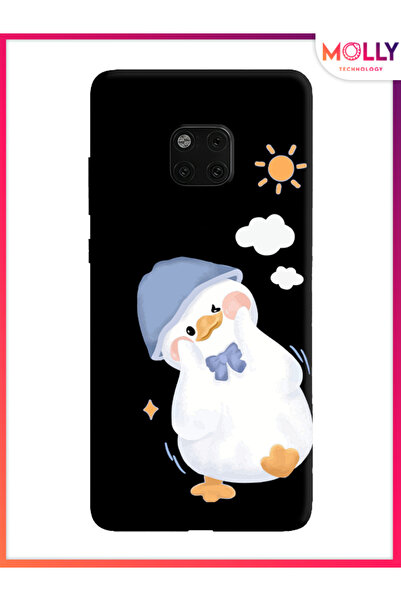 Molly Huawei Mate 20 Pro İçin Siyah Sunny Duck Desenli Silikon Kılıf